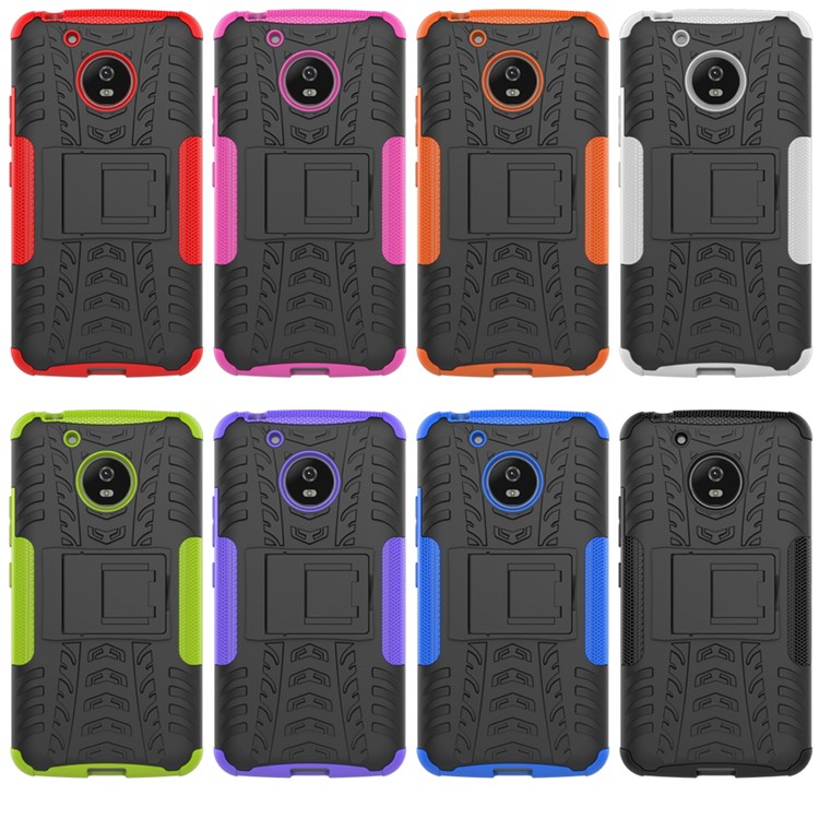2-in-1 Tyre Pattern Kickstand PC + TPU Hybrid Phone Case for Motorola Moto G5 - White-4