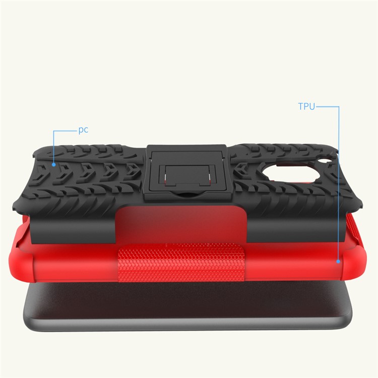2-in-1 Tyre Pattern PC + TPU Hybrid Kickstand Cover Shell for Motorola Moto G5 - Red-2
