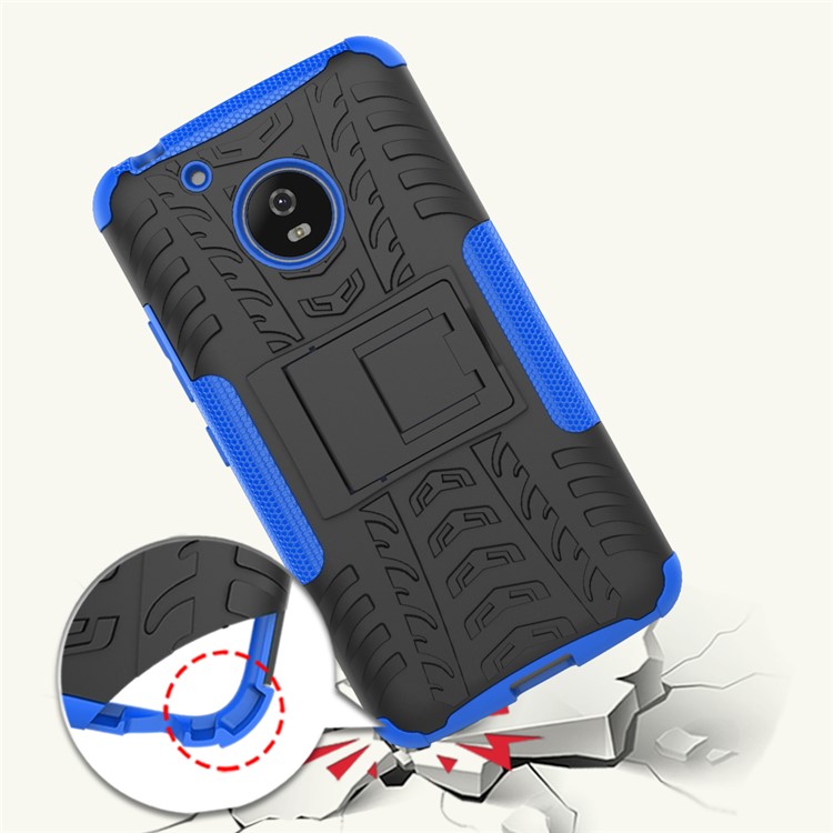 2-in-1 Tyre Pattern Hybrid PC + TPU Kickstand Mobile Case for Motorola Moto G5 - Blue-2