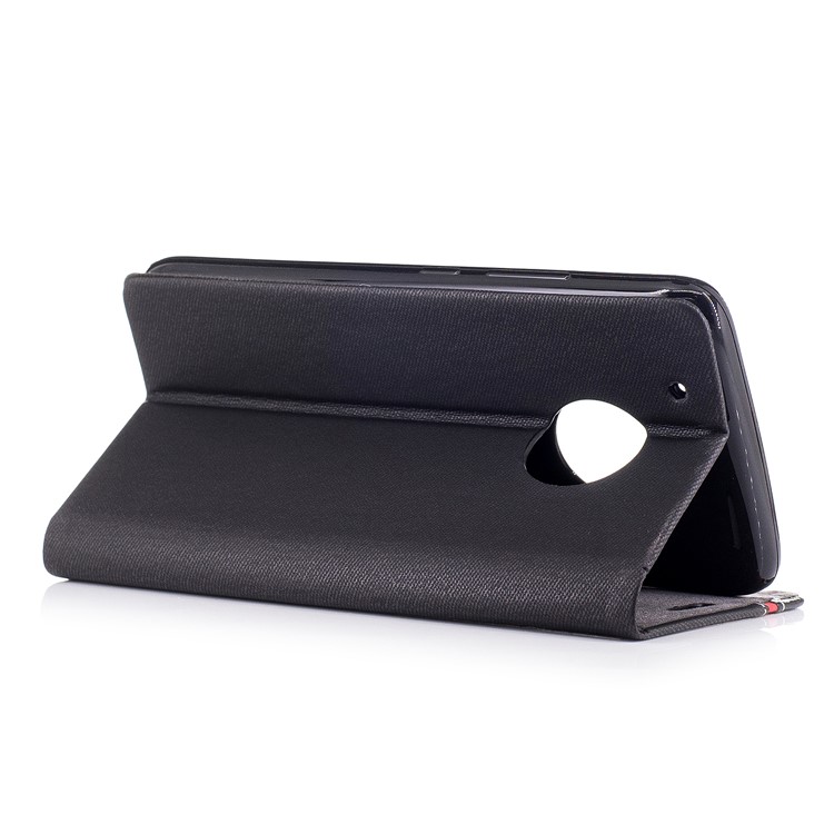 For Motorola Moto G5 Plus Assorted Color Leather Card Holder Stand Case with Card Holder - Black-3