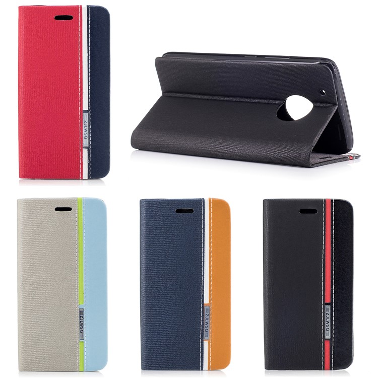 For Motorola Moto G5 Plus Assorted Color Leather Card Holder Stand Case with Card Holder - Black-8