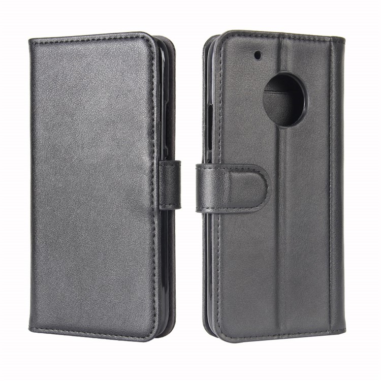 Genuine Split Wallet Leather Protection Cell Phone Case for Motorola Moto G5 Plus - Black-8