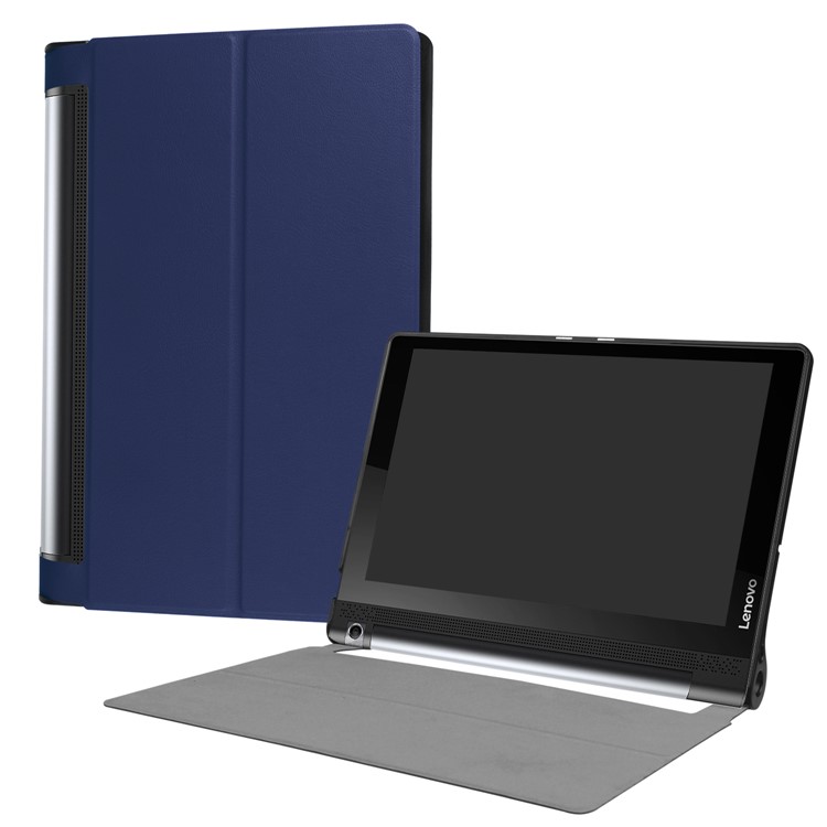 Stand Leather Protective Shell for Lenovo Yoga Tab 3 10.0 Plus / 10.0 Pro X90 - Dark Blue-1