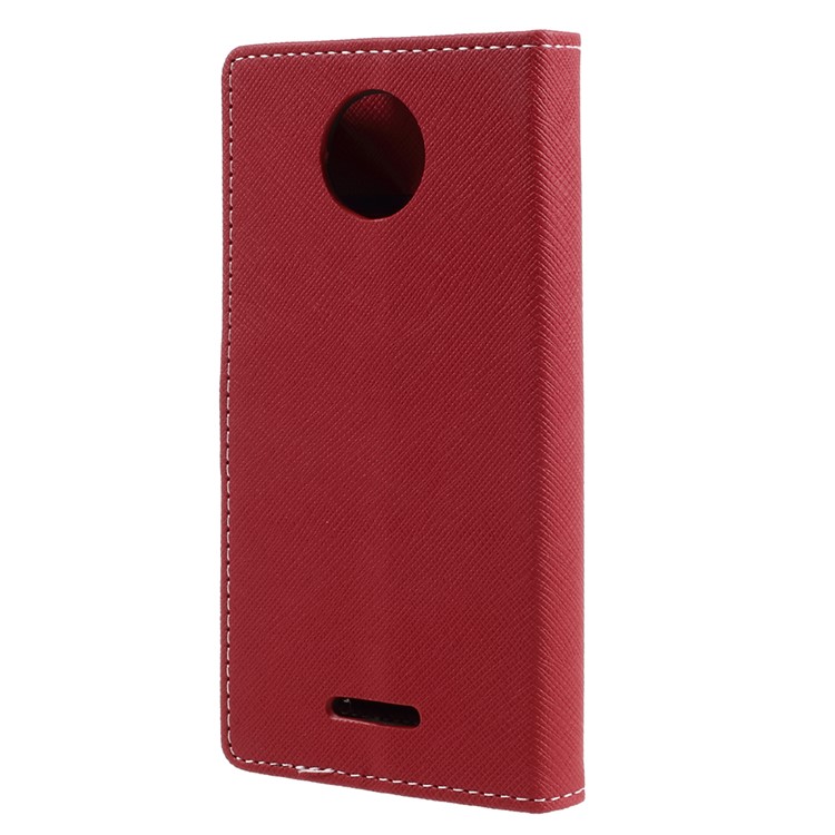 Cross Texture Wallet Leather Stand Mobile Phone Case for Motorola Moto C - Red-2