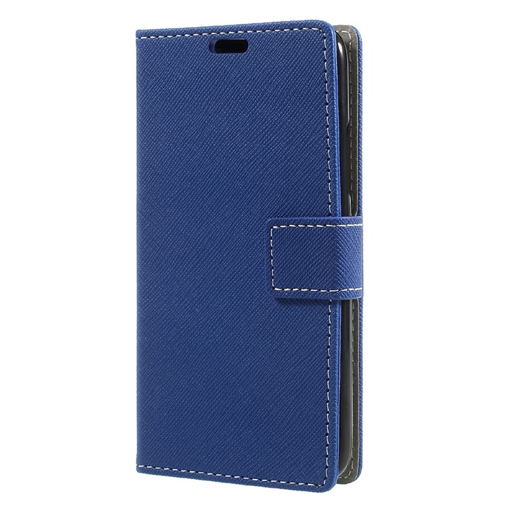 Cross Texture Leather Stand Case Cover with Card Slots for Motorola Moto C - Blue-1
