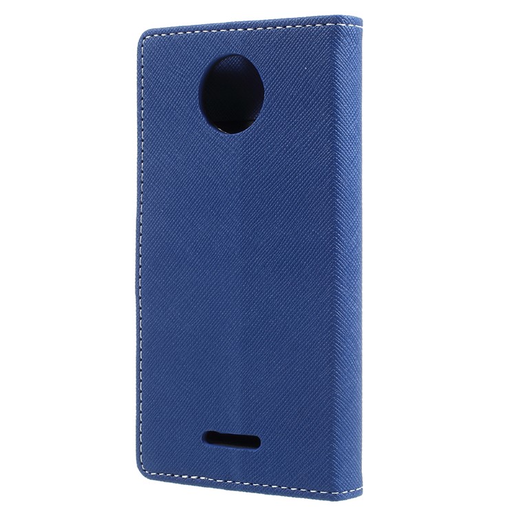 Cross Texture Leather Stand Case Cover with Card Slots for Motorola Moto C - Blue-2