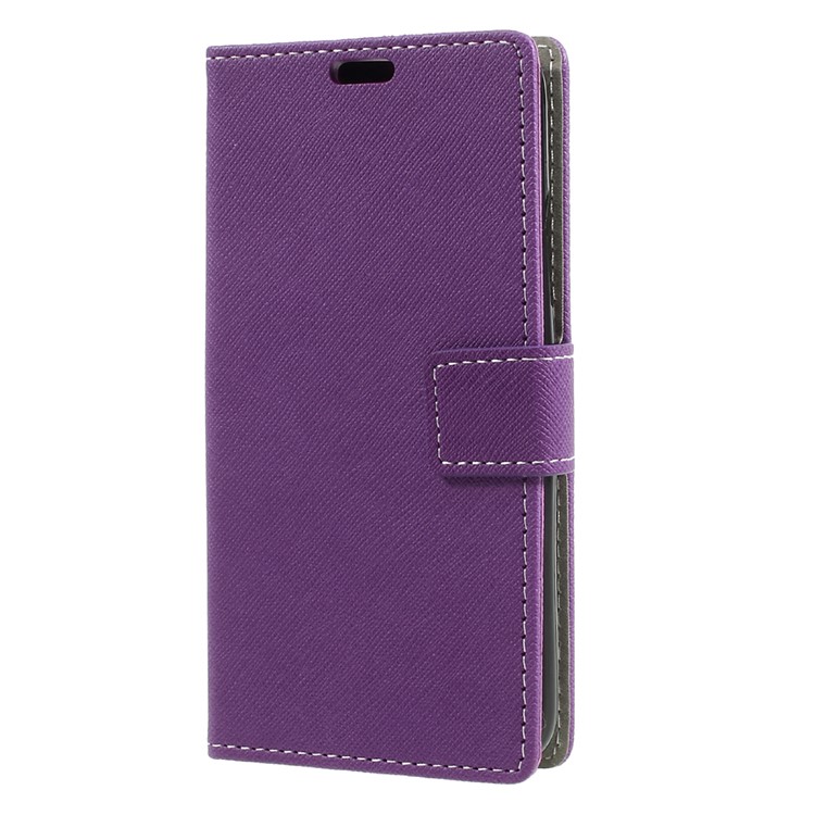Cross Texture PU Leather Card Holder Protection Case for Motorola Moto C - Purple-1
