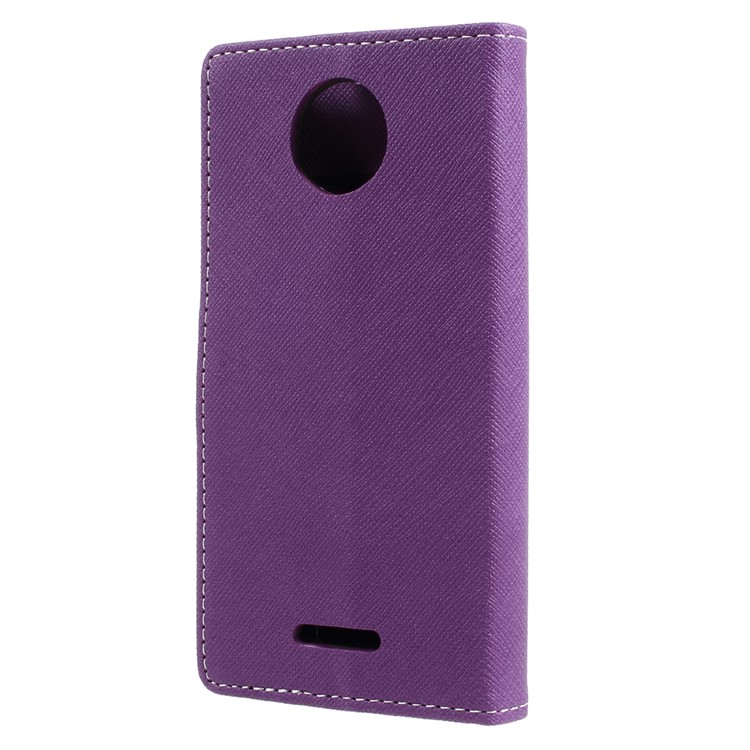 Cross Texture PU Leather Card Holder Protection Case for Motorola Moto C - Purple-2