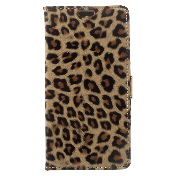 Leopard Pattern PU Leather Flip Stand Case with Card Slots for Motorola Moto C-2