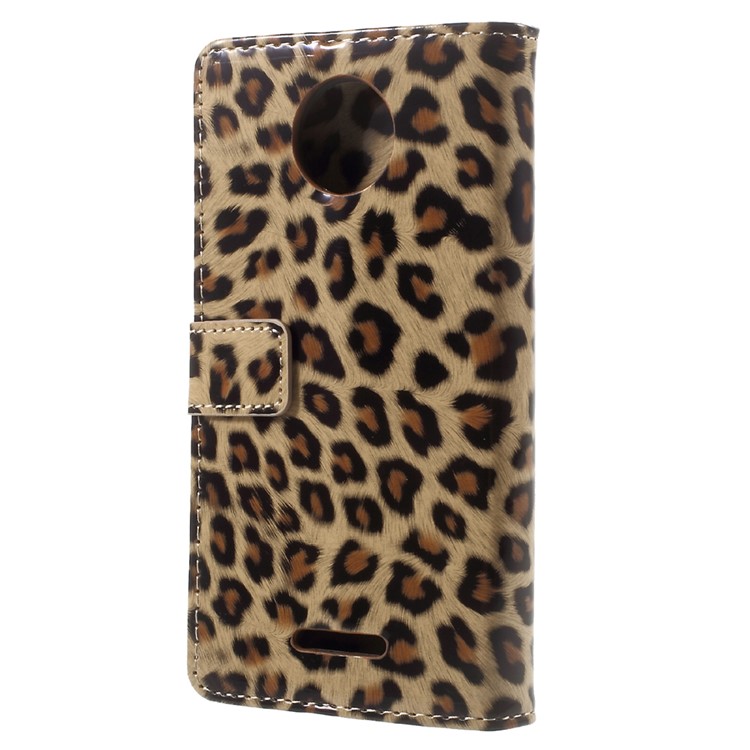 Leopard Pattern PU Leather Flip Stand Case with Card Slots for Motorola Moto C-3