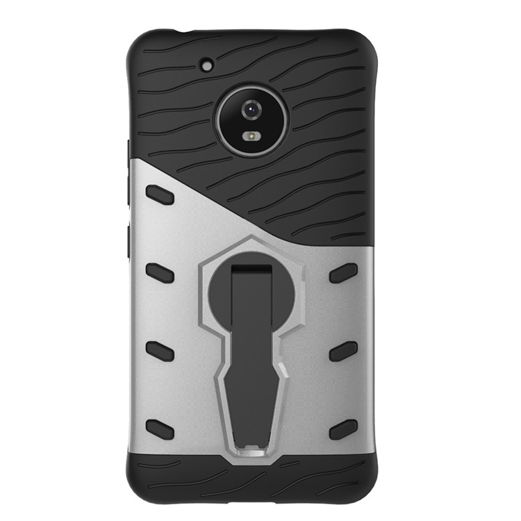 Armor PC + TPU Hybrid Case with Kickstand for Motorola Moto G5 - Silver-3