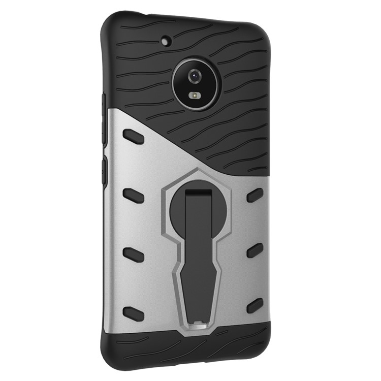Armor PC + TPU Hybrid Case with Kickstand for Motorola Moto G5 - Silver-4