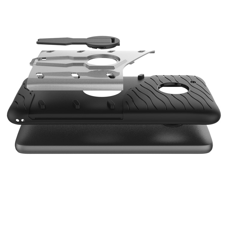 Armor PC + TPU Hybrid Case with Kickstand for Motorola Moto G5 - Silver-6