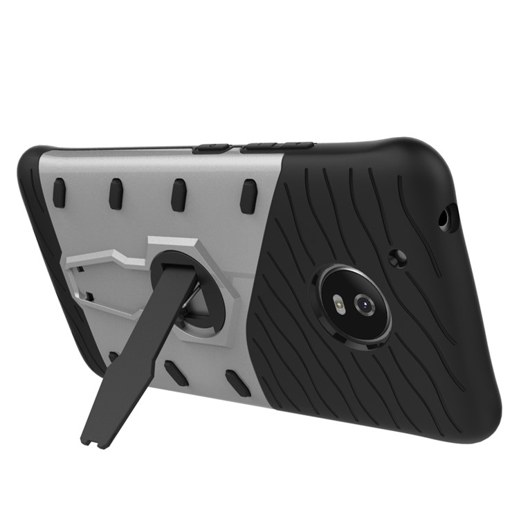 Armor PC + TPU Hybrid Case with Kickstand for Motorola Moto G5 - Silver-7