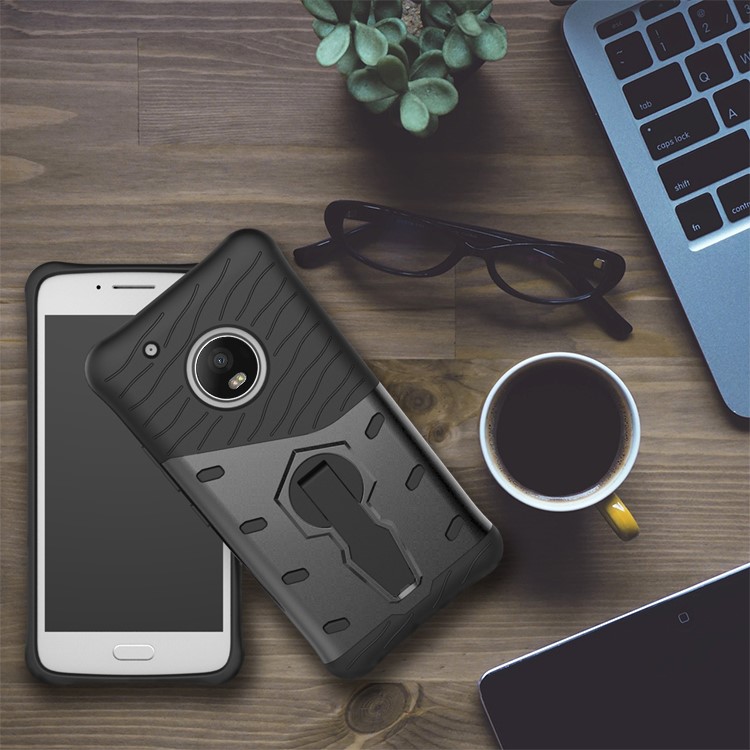 Armor PC + TPU Hybrid Case with Kickstand for Motorola Moto G5 Plus (2017) - Grey-1