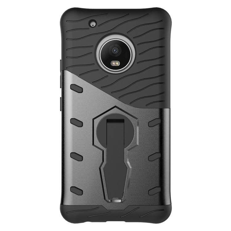 Armor PC + TPU Hybrid Case with Kickstand for Motorola Moto G5 Plus (2017) - Grey-10