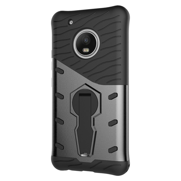 Armor PC + TPU Hybrid Case with Kickstand for Motorola Moto G5 Plus (2017) - Grey-12