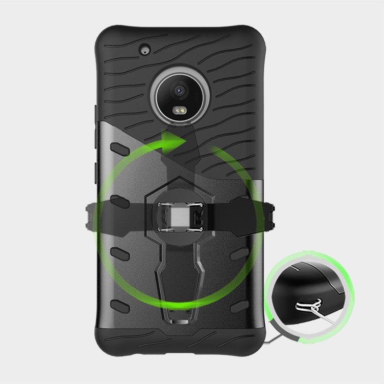 Armor PC + TPU Hybrid Case with Kickstand for Motorola Moto G5 Plus (2017) - Grey-19