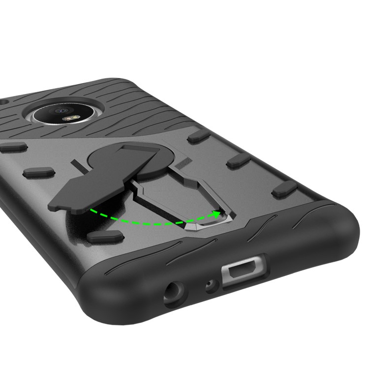 Armor PC + TPU Hybrid Case with Kickstand for Motorola Moto G5 Plus (2017) - Grey-21