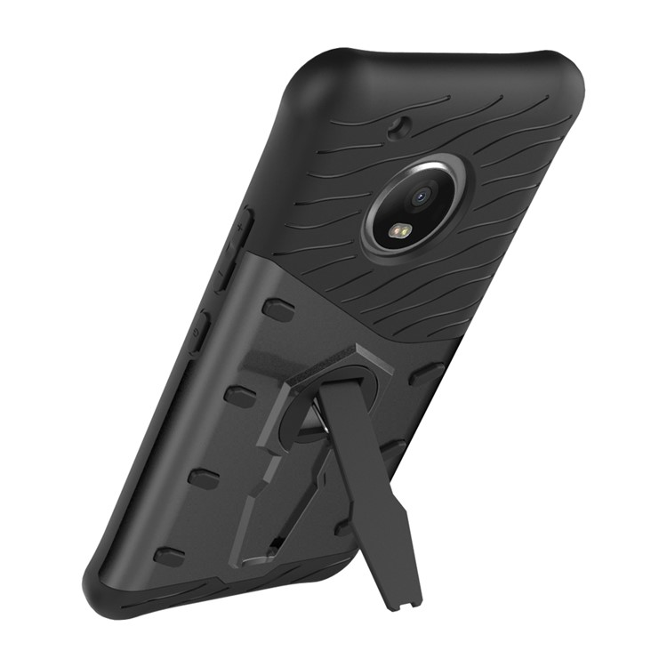 Armor PC + TPU Hybrid Case with Kickstand for Motorola Moto G5 Plus (2017) - Grey-4
