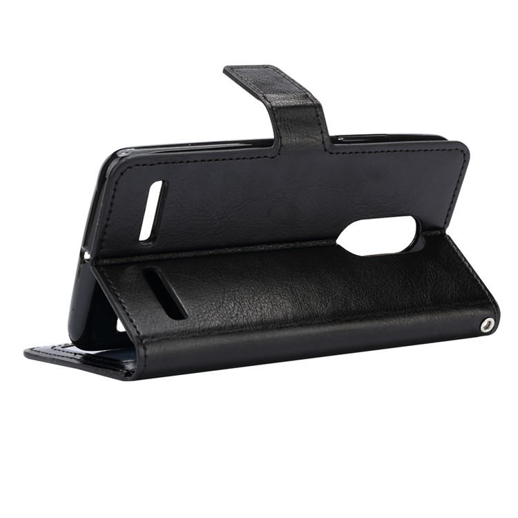 Crazy Horse Leather Wallet Cell Phone Casing with Stand for Lenovo K6 - Black-5