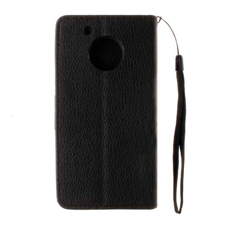 Litchi Skin PU Leather Mobile Casing with Card Slots for Motorola Moto G5 - Black-3