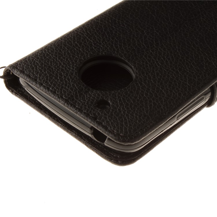 Litchi Skin PU Leather Mobile Casing with Card Slots for Motorola Moto G5 - Black-5