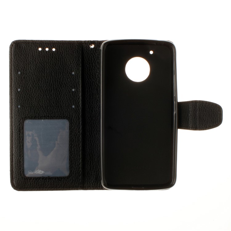 Litchi Skin PU Leather Mobile Casing with Card Slots for Motorola Moto G5 - Black-9