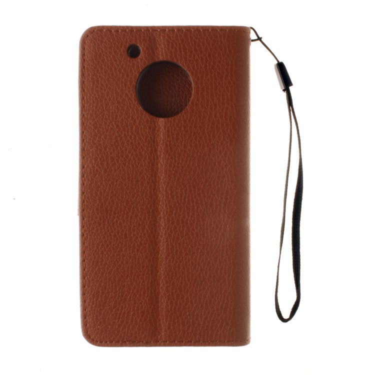 Litchi Skin PU Leather Phone Case with Card Slots for Motorola Moto G5 - Brown-3