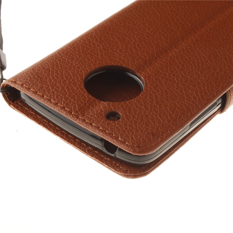Litchi Skin PU Leather Phone Case with Card Slots for Motorola Moto G5 - Brown-5