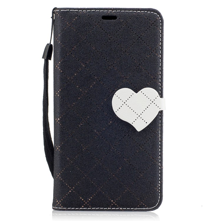 Love Heart Two-tone Leather Wallet Flip Case Accessory for Motorola Moto G5 - Black-2