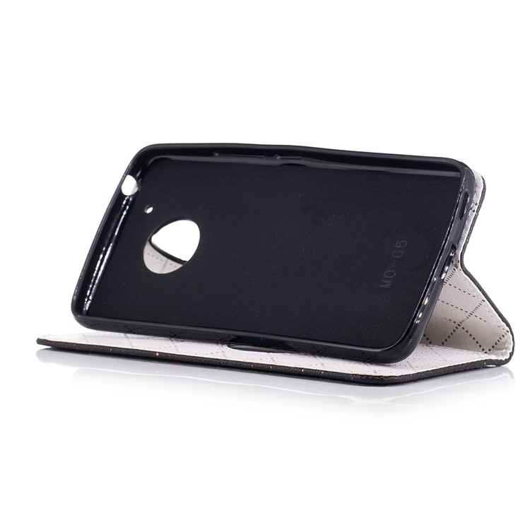 Love Heart Two-tone Leather Wallet Flip Case Accessory for Motorola Moto G5 - Black-5
