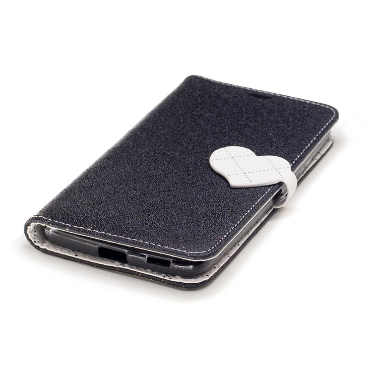 Love Heart Two-tone Leather Wallet Flip Case Accessory for Motorola Moto G5 - Black-6