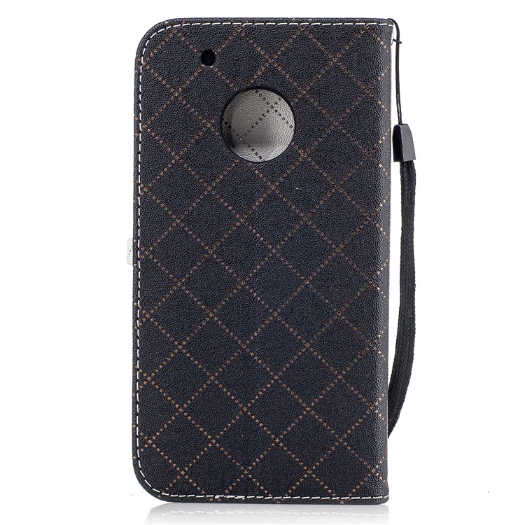 Love Heart Two-tone Leather Wallet Mobile Case Accessory for Motorola Moto G5 Plus - Black-3