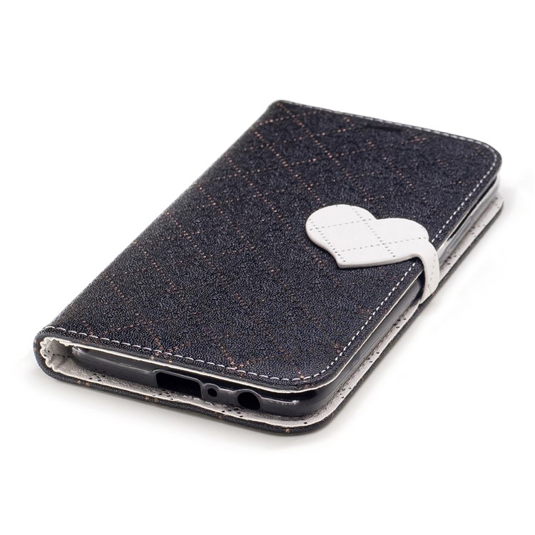Love Heart Two-tone Leather Wallet Mobile Case Accessory for Motorola Moto G5 Plus - Black-6