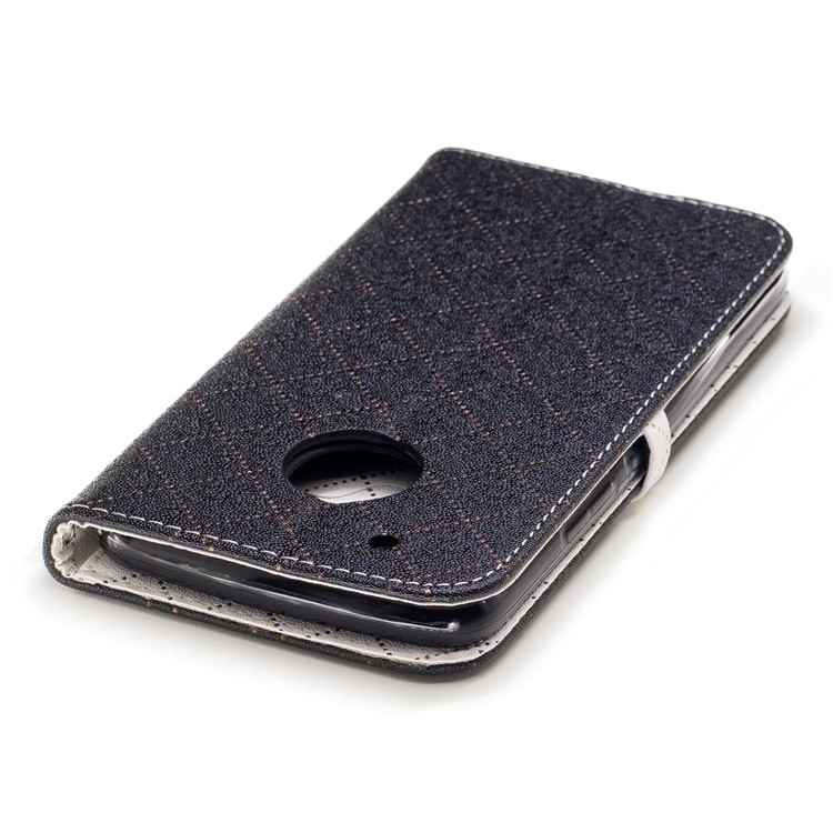 Love Heart Two-tone Leather Wallet Mobile Case Accessory for Motorola Moto G5 Plus - Black-7
