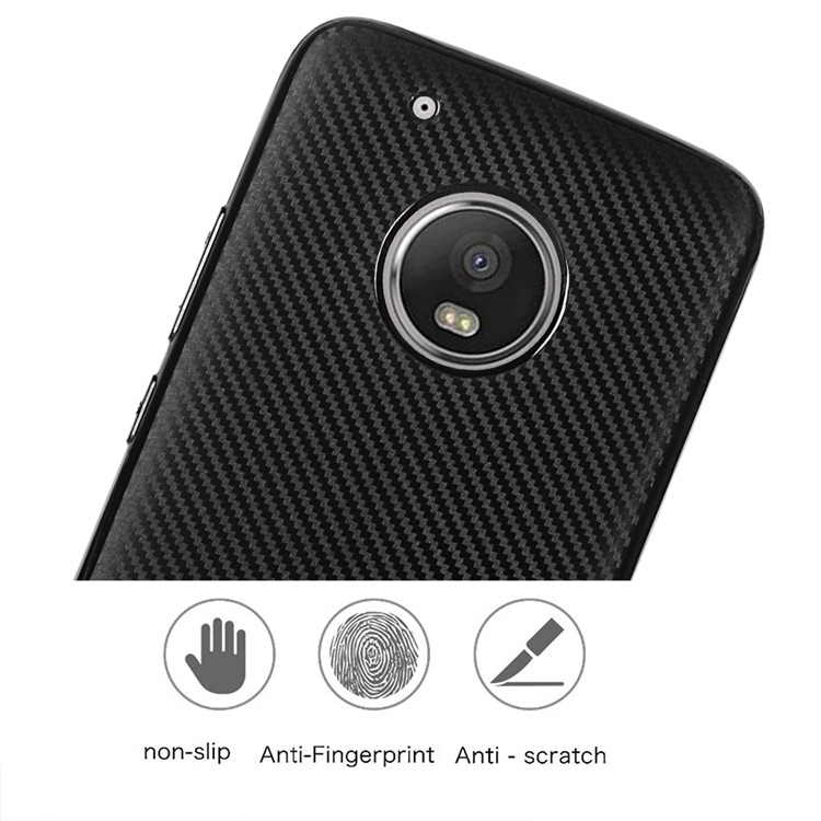Carbon Fiber Soft TPU Protection Phone Case Cover for Motorola Moto G5 Plus - Black-2