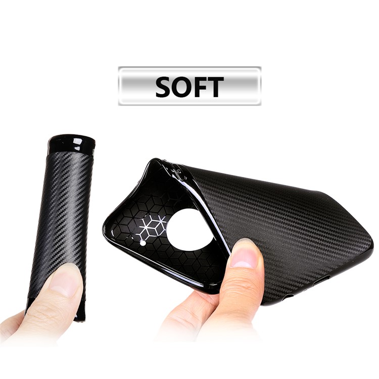 Carbon Fiber Soft TPU Protection Phone Case Cover for Motorola Moto G5 Plus - Black-3