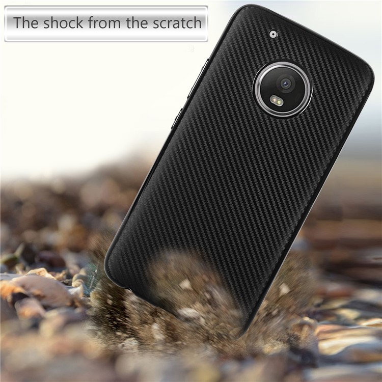 Carbon Fiber Soft TPU Protection Phone Case Cover for Motorola Moto G5 Plus - Black-4