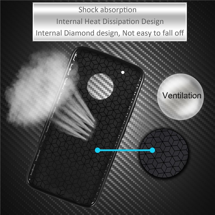 Carbon Fiber Soft TPU Protection Phone Case Cover for Motorola Moto G5 Plus - Black-6