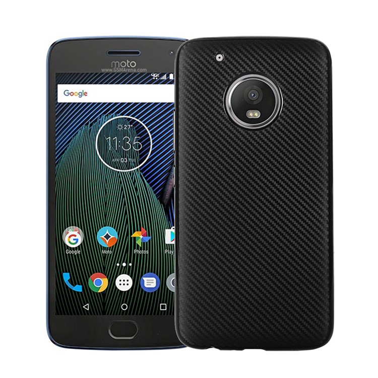 Carbon Fiber Soft TPU Protection Mobile Phone Case for Motorola Moto G5 - Black-1