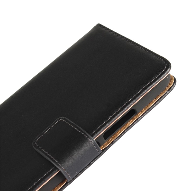 Genuine Split Leather Wallet Magnetic Flip Cover for Motorola Moto G5 - Black-6