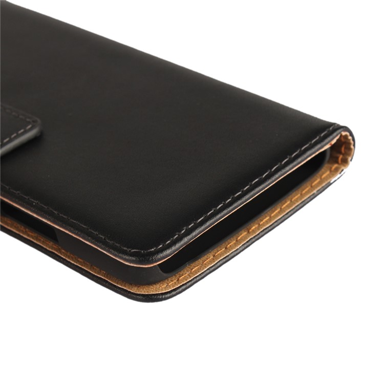 Genuine Split Leather Wallet Magnetic Flip Cover for Motorola Moto G5 - Black-8