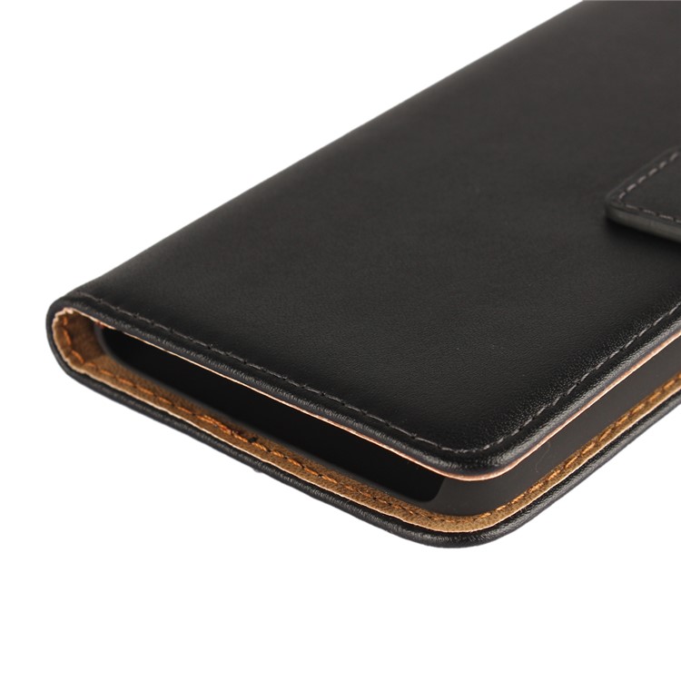 Genuine Split Leather Wallet Magnetic Flip Cover for Motorola Moto G5 - Black-9