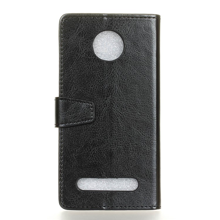Crazy Horse Leather Wallet Case for Motorola Moto Z2 Plus - Black-2