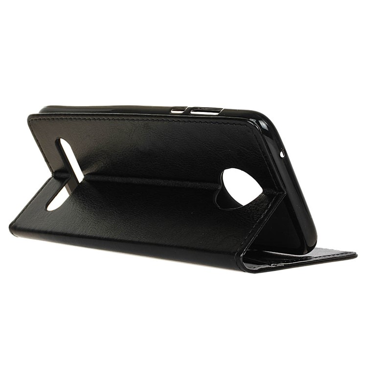 Crazy Horse Leather Wallet Case for Motorola Moto Z2 Plus - Black-4