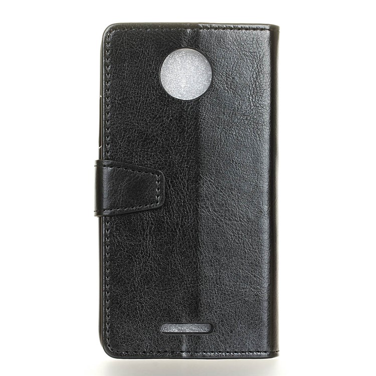 Crazy Horse Wallet Leather Stand Case for Motorola Moto C Plus - Black-2