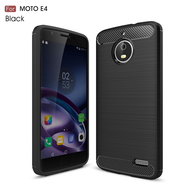 Carbon Fibre Brushed TPU Case for Motorola Moto E4 (EU Version) - Black-1