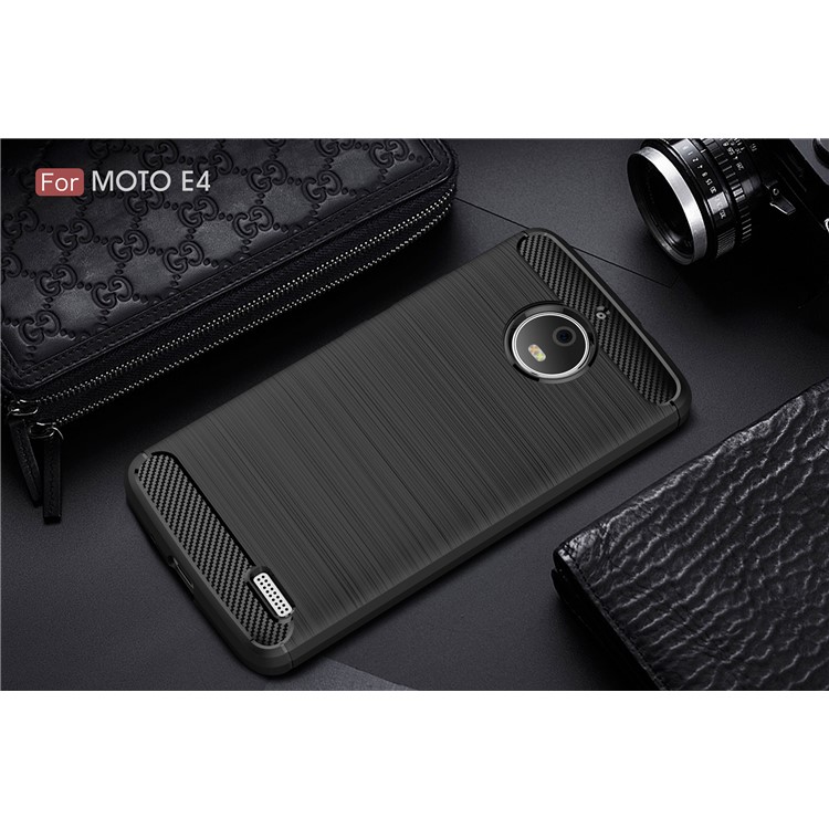 Carbon Fibre Brushed TPU Case for Motorola Moto E4 (EU Version) - Black-10