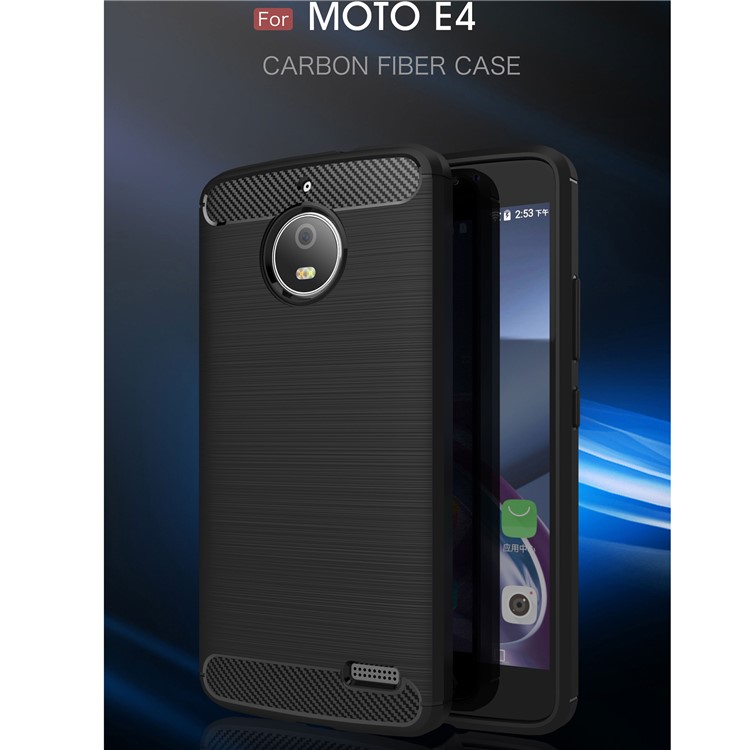 Carbon Fibre Brushed TPU Case for Motorola Moto E4 (EU Version) - Black-2
